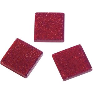 205x stuks acryl glitter mozaiek steentjes bordeaux rood 1 x 1 cm - Mozaiektegel