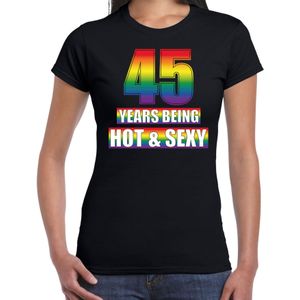 Hot en sexy 45 jaar verjaardag cadeau t-shirt zwart voor dames - Gay/ LHBT kleding / outfit - Feestshirts