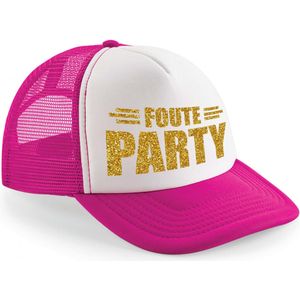 Foute Party snapback/cap - roze/wit - gouden letters - pet - dames/heren  - Verkleedhoofddeksels