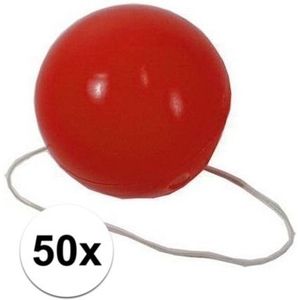 50x Feest plastic clownsneuzen rood - Verkleedneuzen