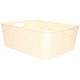 Plasticforte Opbergmand - 2x - Kastmand - rotan kunststof - beige - 12 Liter - 30 x 37 x 13 cm