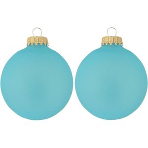 16x Spa Frost blauwe glazen kerstballen mat 7 cm kerstboomversiering - Kerstbal