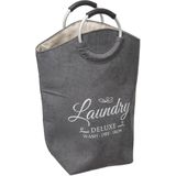 Wasmand XXL wasgoed zak met hengsels - 2x - grijs - 35 liter - 52 x 28 x 60 cm - Wasmanden