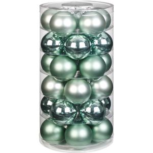 60x Mint groene glazen kerstballen 6 cm glans en mat - Kerstbal