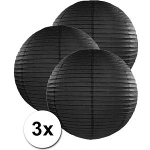 3 bolvormige lampionnen zwart 50 cm - Feestlampionnen