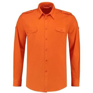 Oranje heren blouse bodyfit - Overhemden