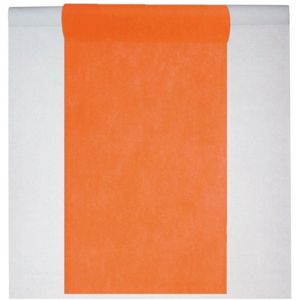 Feest tafelkleed met tafelloper - op rol - wit/oranje - 10 meter - Feesttafelkleden