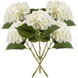 Kunstbloem Hortensia tak - 5x - Annabelle - 52 cm - creme - Kunst zijdebloem - Hydrangea - Kunsttakken