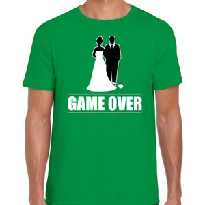 Vrijgezellen feest t-shirt voor heren - Game Over - groen - bachelor party/bruiloft - Feestshirts