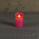 Anna Collection LED kaarsen - 2x stuks - fuchsia roze - 10 en 12,5 cm
