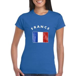 Blauw dames shirtje met Franse vlag - Feestshirts