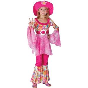 Hippie thema kostuum voor meisjes roze - Carnavalskostuums