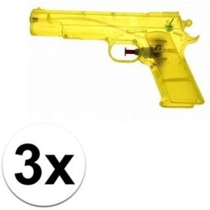 3x Voordelige Gele Speelgoed Waterpistolen 20 cm