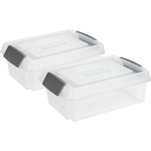 Sunware  - opslagbox - 2 stuks - 30L transparant - 59x39x17 cm - extra hoge deksel
