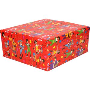 3x Rollen inpakpapier/cadeaupapier Club van Sinterklaas rood 200 x 70 cm - Cadeaupapier