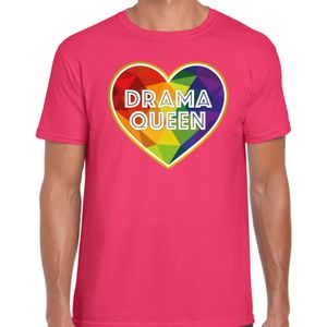 Gay Pride t-shirt met tekst - heren - roze - drama queen - LHBTI - Feestshirts