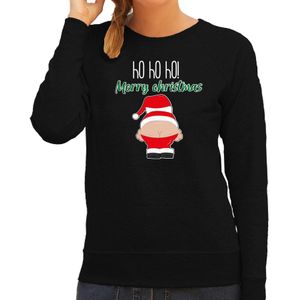 Foute Kersttrui/sweater voor dames - Kerstman - zwart - Merry Christmas - kerst truien