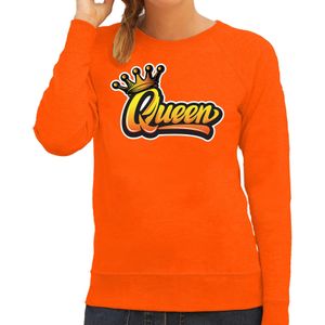 Oranje Koningsdag Queen sweater - oranje - dames -  koningin trui / kleding / outfit S