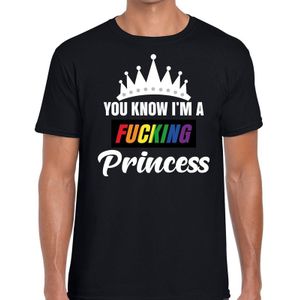 Zwart You know i am a fucking princess gay pride t-shirt heren - Feestshirts