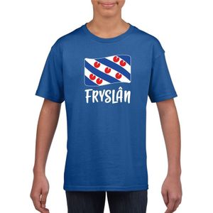 Blauw t-shirt Fryslan / Friesland vlag kinderen - Feestshirts