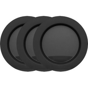Juypal Bordenset - 12x - Zwart - Kunststof - D22 cm - Herbruikbaar - BPA-vrij