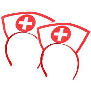 Zuster/verpleegster diadeem - 2x - carnaval verkleed accessoire - sexy nurse - Verkleedhoofddeksels
