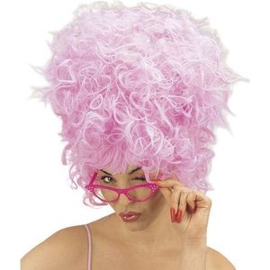 Roze getiste krullen pruik voor dames - Verkleedpruiken