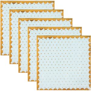 Feest servetten - stippen - 100x stuks - 25 x 25 cm - papier - blauw/goud - Feestservetten