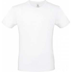 Wit basic grote maten t-shirt met ronde hals voor heren van katoen - T-shirts