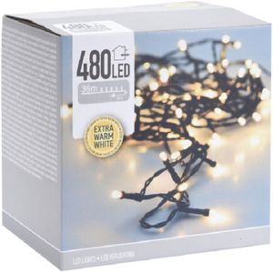 Kerstverlichting lichtsnoeren- 2x - warm wit - 480 leds - 3600 cm - groen snoer - Kerstverlichting kerstboom