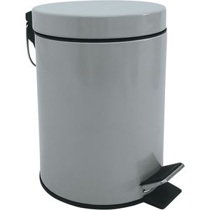 MSV Prullenbak/pedaalemmer - metaal - grijs - 3 liter - 17 x 25 cm - Badkamer/toilet