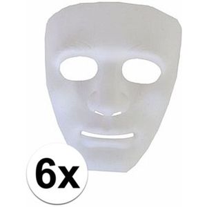 6 witte maskers voor volwassenen - Verkleedmaskers