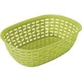 Opbergmandje/kastmandje - 2x - limegroen - 3 liter - kunststof - 21 x 30 x 7 cm - kleine bakjes - Opbergmanden