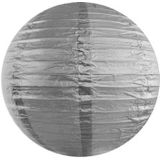 Setje van 5x stuks luxe zilveren bolvormige party lampionnen 35 cm met lantaarnlampjes - Feestlampionnen