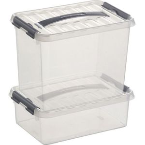 2x Sunware opbergbox/opbergdoos transparant 4 en 9 liter 30 cm - Opbergbox