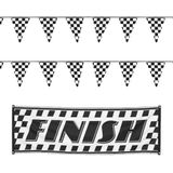 Finish/racing feest thema versiering pakket 3-delig geblokt zwart/wit - Feestslingers
