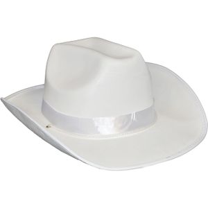 Carnaval verkleed cowboy hoed Toppers - wit - volwassenen - polyester - Verkleedhoofddeksels
