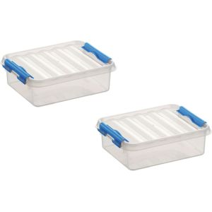 6x stuks sunware opbergboxen/opbergdozen transparant/blauw 1 liter 20 x 15 x 6 cm - Opbergbox