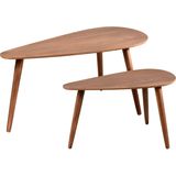 Home & Styling Bijzettafel/Plantenstandaard set - 2-delig - Lichtbruin - MDF Hout