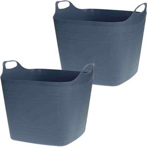 Bathroom Solutions flexibele kuip emmers/wasmanden - 2x stuks - blauw