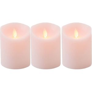 3x Roze LED kaars / stompkaars 10 cm - Luxe kaarsen op batterijen met bewegende vlam