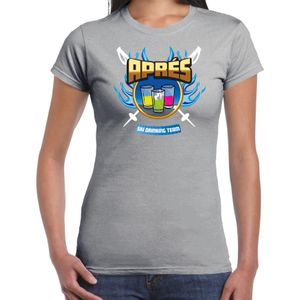 Apres ski t-shirt voor dames - apres ski drinking team - grijs - winter outfit - Feestshirts