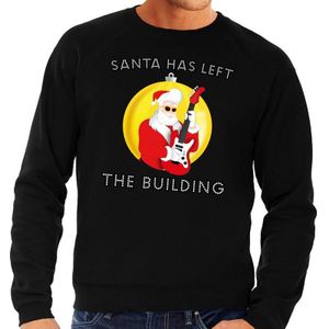 Foute kersttrui zwart Santa Elvis has Left the Building heren - kerst truien