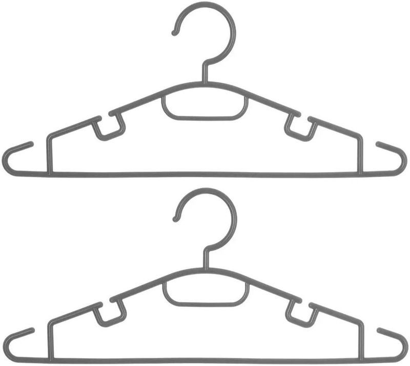 Set van 30x stuks kunststof kledinghangers grijs 40 x 18 cm - Kledingkast hangers/kleerhangers