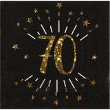 Verjaardag feest servetten leeftijd - 10x - 70 jaar - goud - 33 x 33 cm - Feestservetten