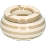 Beige met creme gestreepte asbak 11 cm - Stormasbakken van keramiek