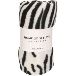 1x Fleece dekens zebra print 130 x 160 cm - Woondecoratie plaids/dekentjes met dierenprint