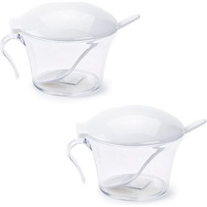 8x Suikerpotjes Wit met Lepeltje - 320 ml - Suikervaatjes Voor Horeca/Restaurant