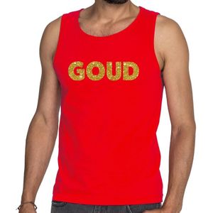 Feest tanktop voor heren goud - glitter tekst - foute party/carnaval - rood - Feestshirts