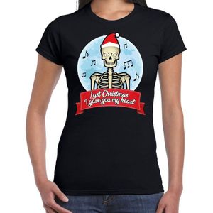 Fout kerstshirt zwart Last x-mas I gave you my heart voor dames - kerst t-shirts